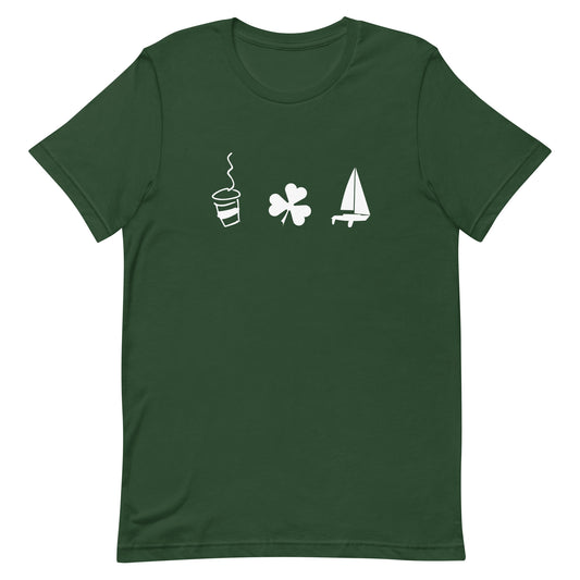 Unisex t-shirt (Coffee Shamrock Sail)