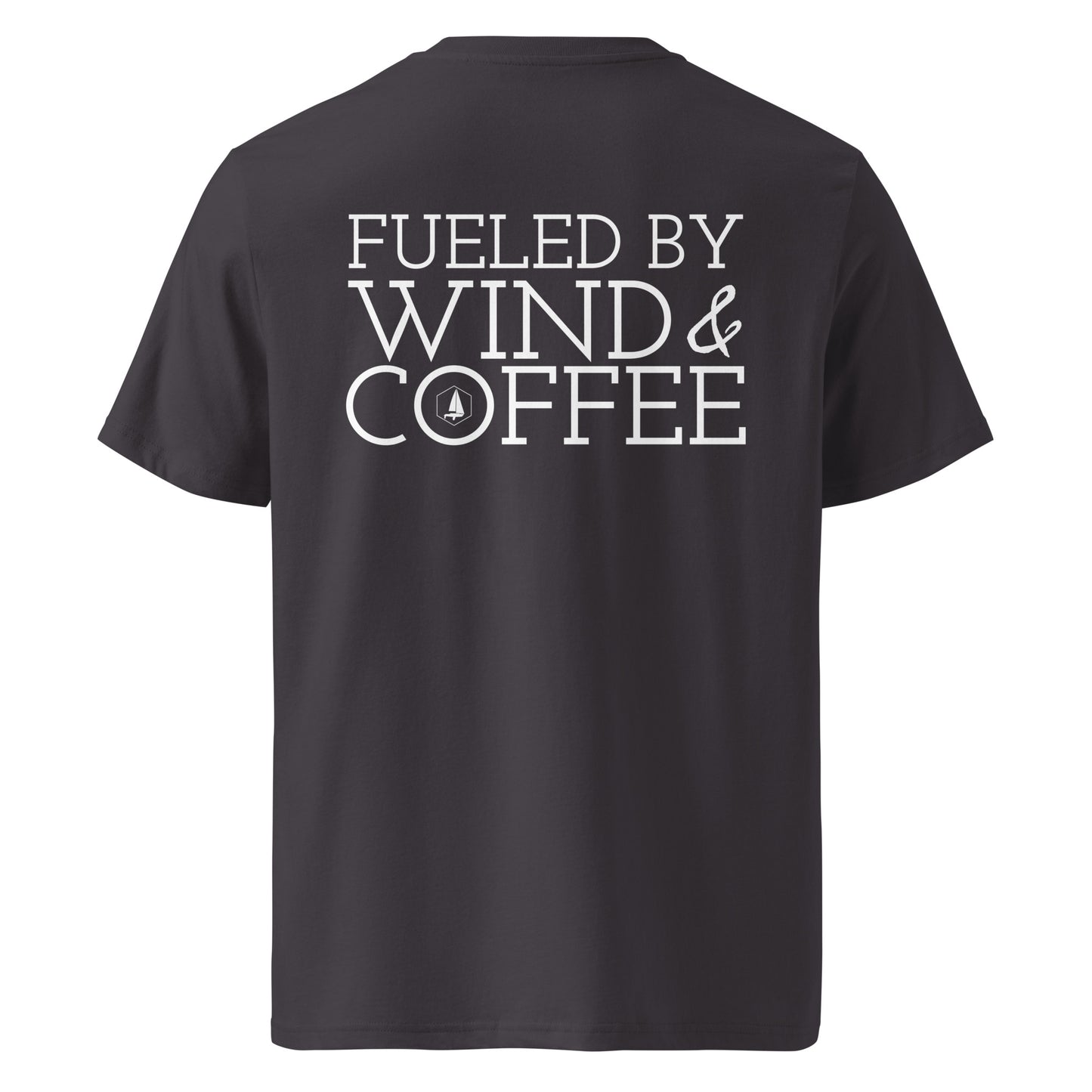 Unisex organic cotton t-shirt (Fueled by Wind and Coffee)