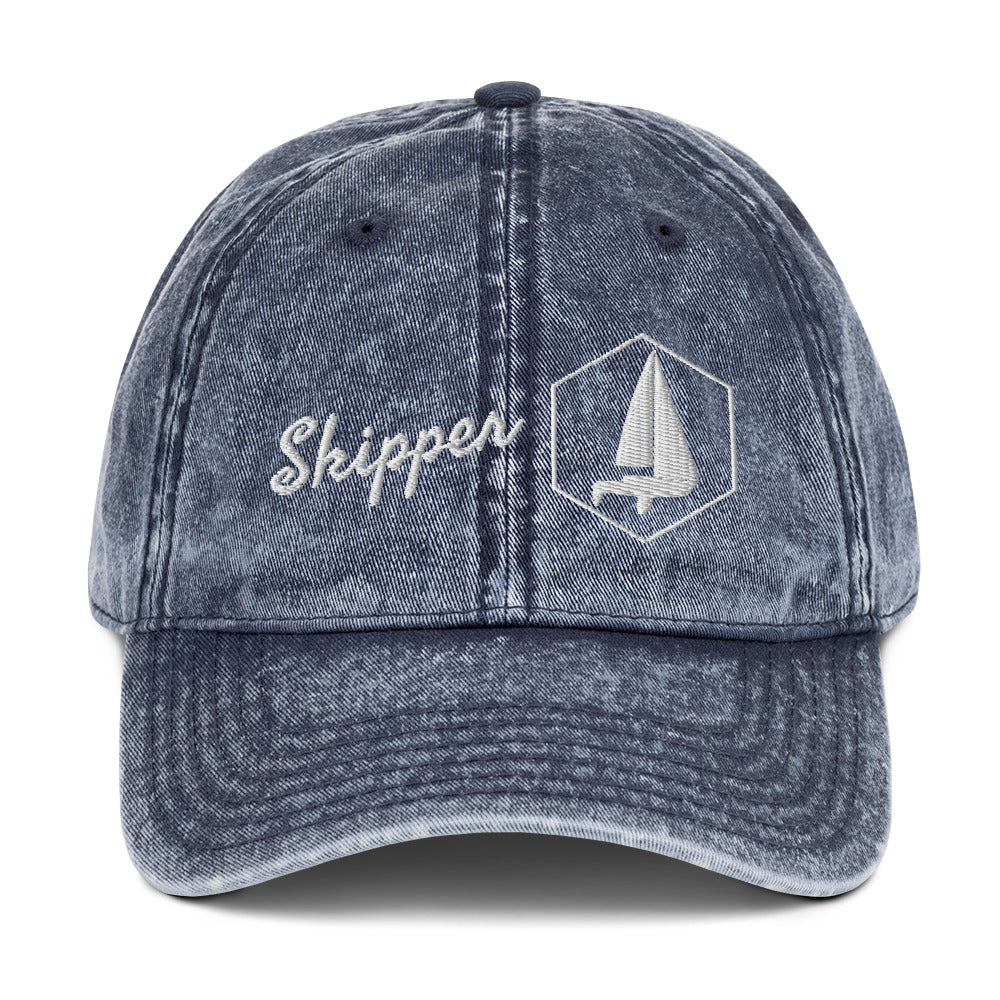 Vintage Cotton Twill Cap (Sailors Sailboat Skipper)